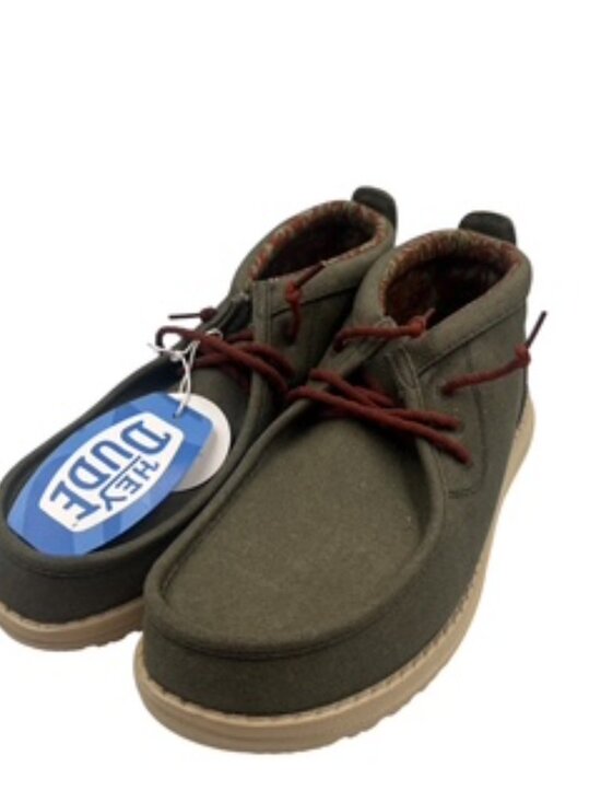 NEW Hey Dude Wally Men’s 10 Mid Boots Waxed Canvas Olive NWT main image 11